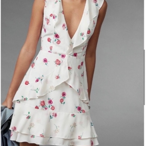 EXPRESS Floral Ruffle Mini Dress Size 0 (XS) - Picture 5 of 12